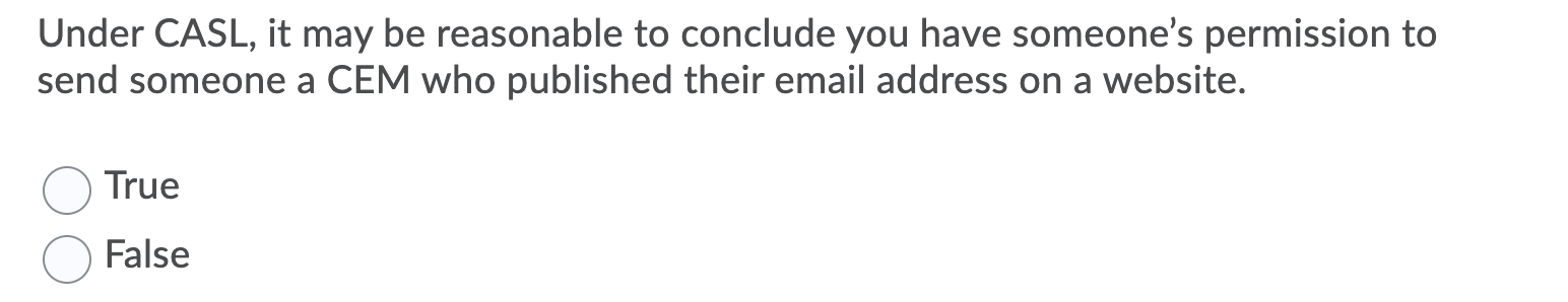 Please help with answers Under CASL, it may be