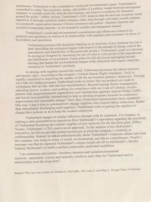 Q1. How does Timberland's commitment to social