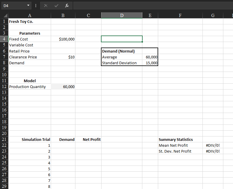 profit for given values of the relevant parameters (e.g.r demand, production quantity,