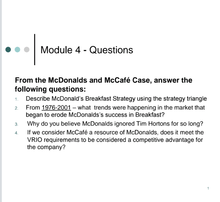 Module 4 - Questions From the McDonalds and McCaf