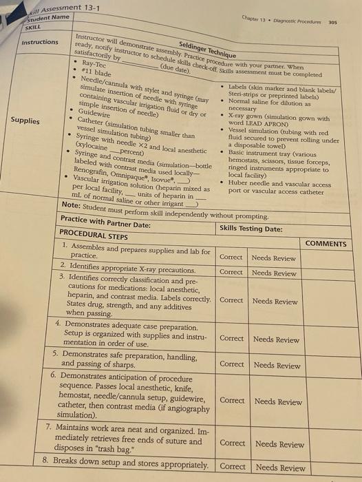 al Assessment 13-1 Student Name SKILL Chapter 1).