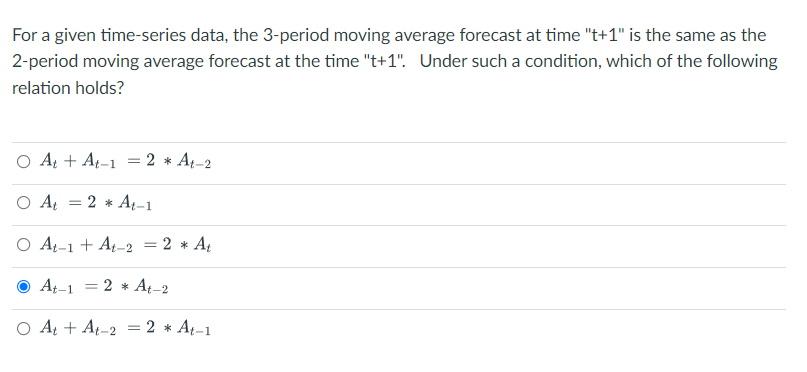 For a given time-series data, the 3-period moving