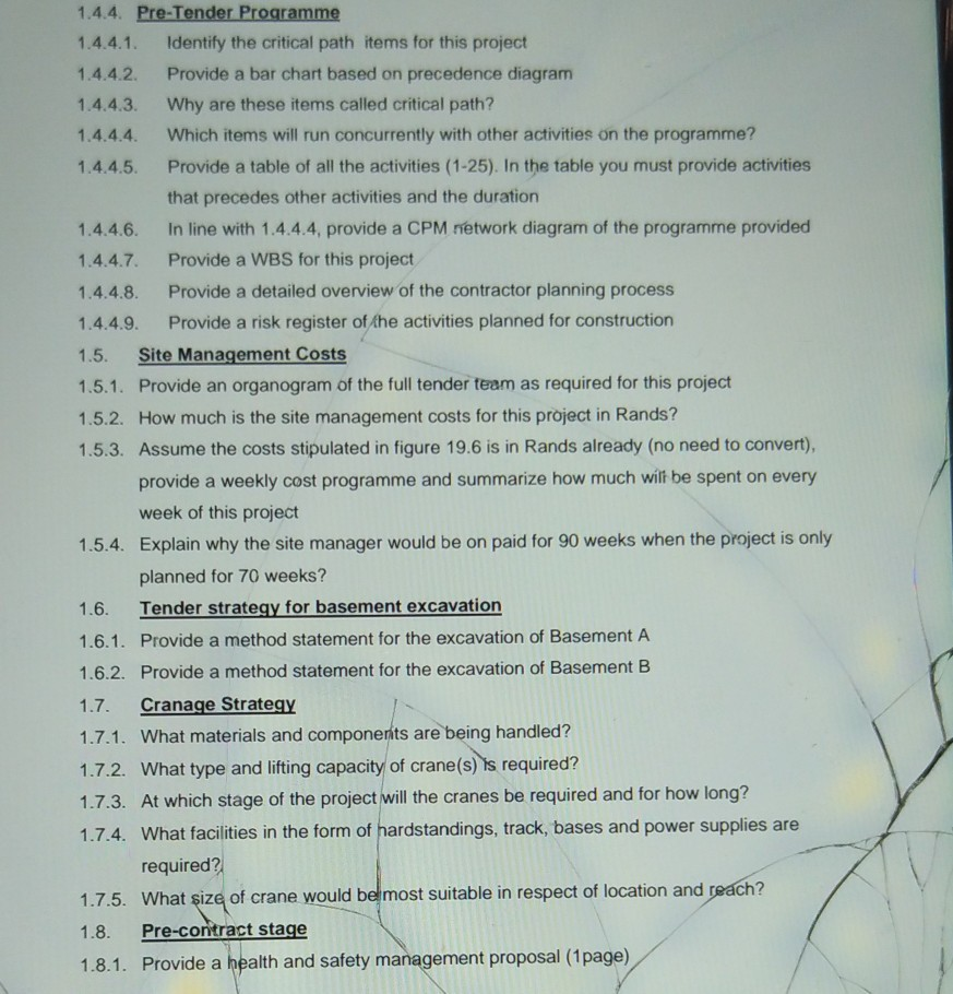 please assist with the above 1.4.4. Pre-Tender