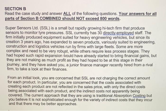 SECTION B Read the case study and answer ALL of