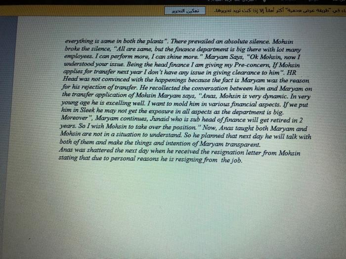 " .. Read the case given and answer the