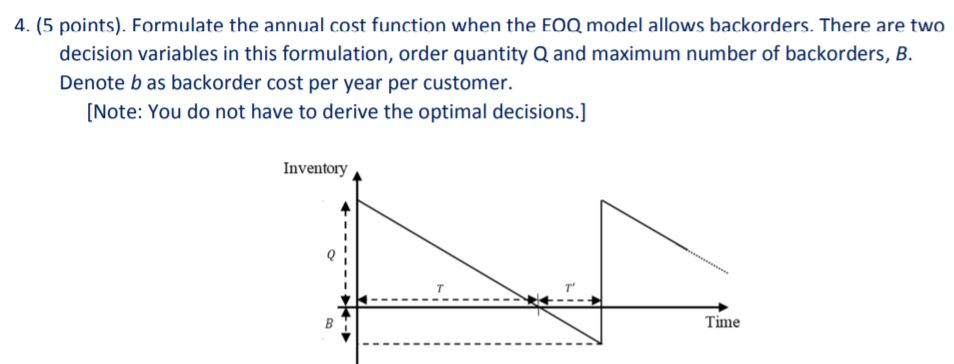 4. (5 points). Formulate the annual cost function