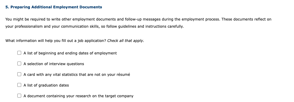 5. Preparing Additional Employment Documents You