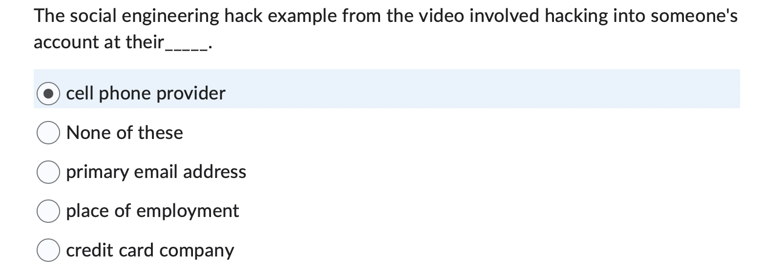 The social engineering hack example from the