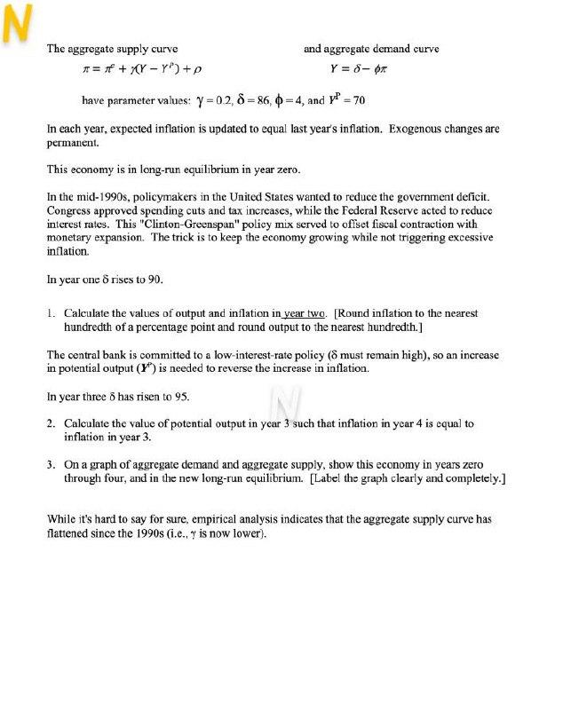 N The aggregate supply curve = m + XY-Y') + p and