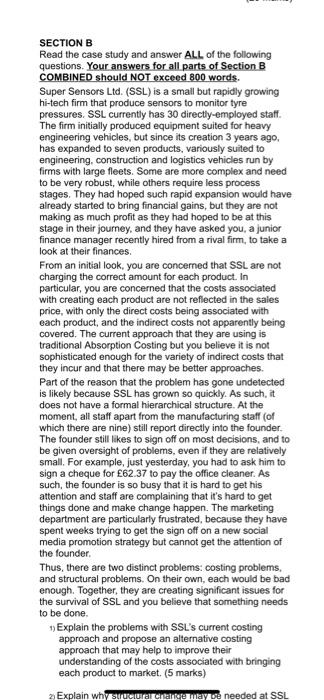 SECTION B Read the case study and answer ALL of