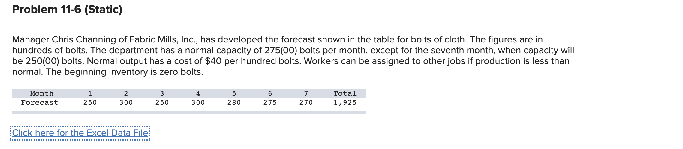 PLEASE FIX THE RED Problem 11-6 (Static) Manager