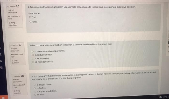 please just answers and fast A Transaction