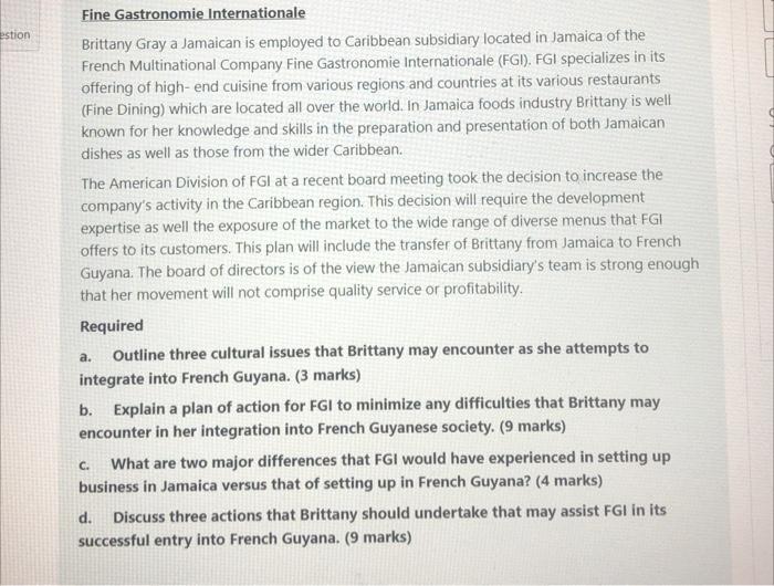 estion Fine Gastronomie Internationale Brittany