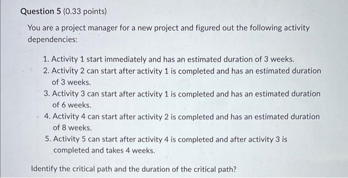 Calculate the expected activity duration using