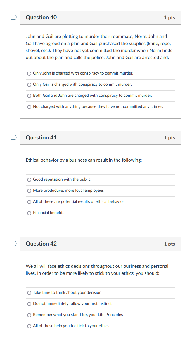Question 40 1 pts John and Gail are plotting to