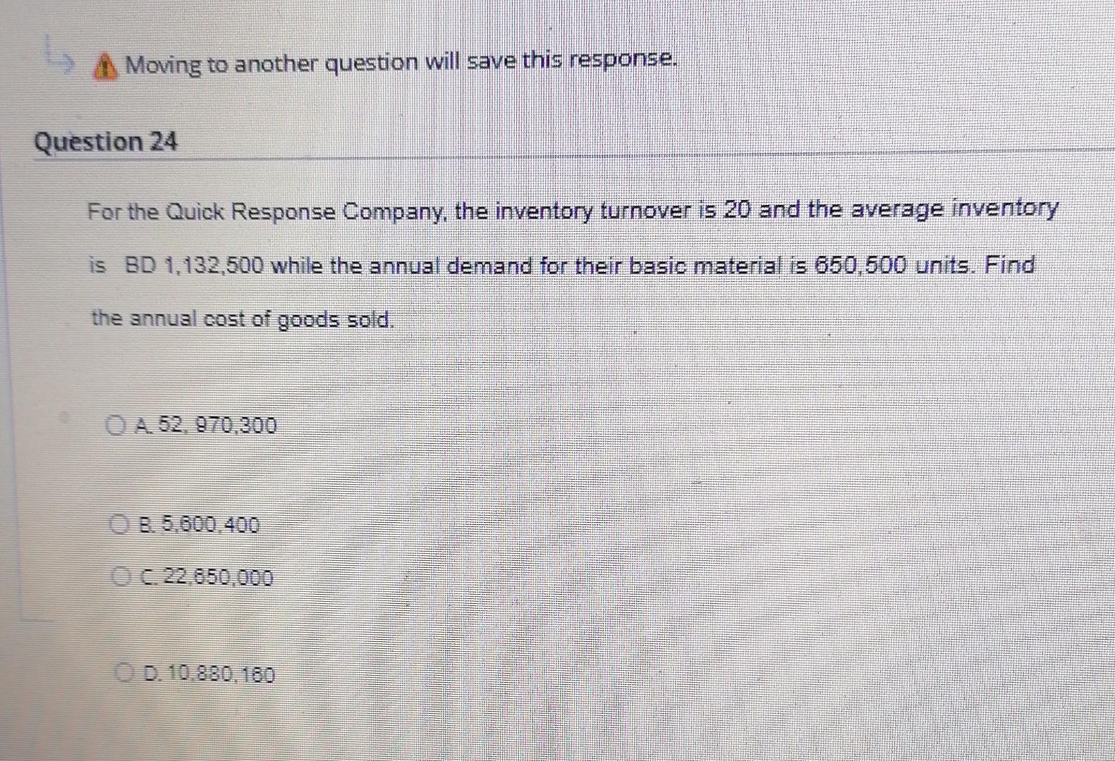 Moving to another question will save this