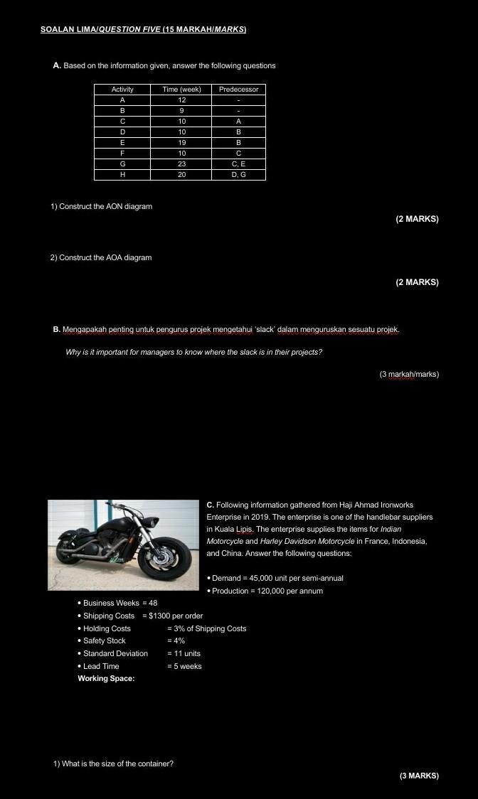 SOALAN LIMAIQUESTION FIVE (15 MARKAH/MARKS) A.