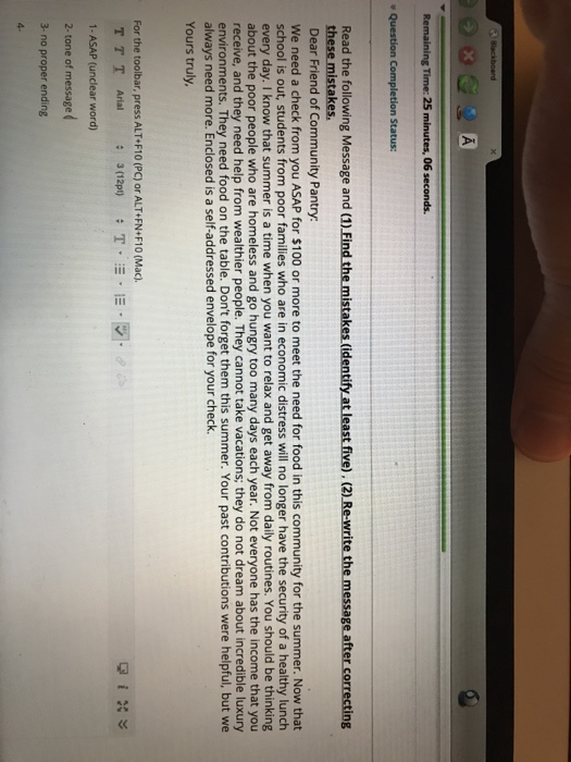 B Blackboard Remaining Time: 25 minutes, 06