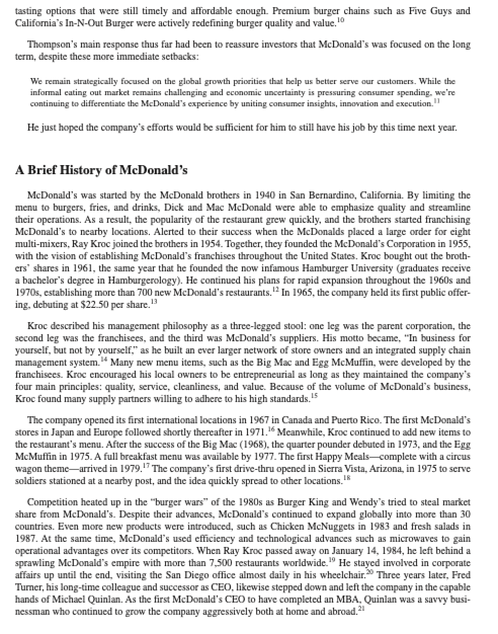 How does McDonald's create value for its