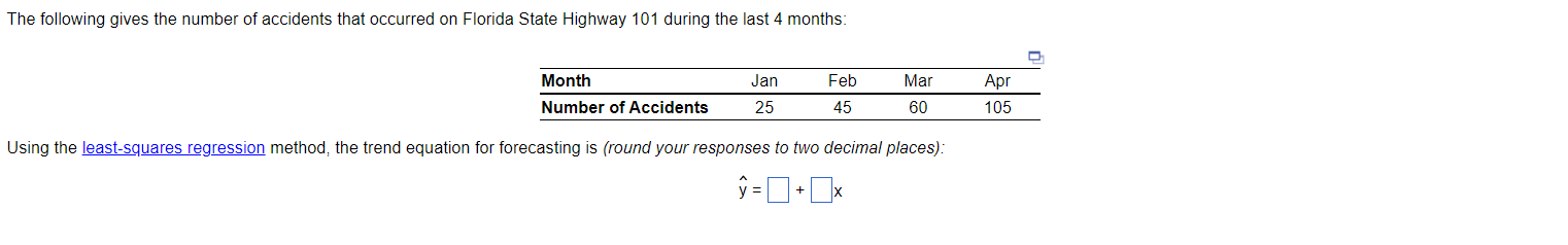 Using the method, the trend equation for