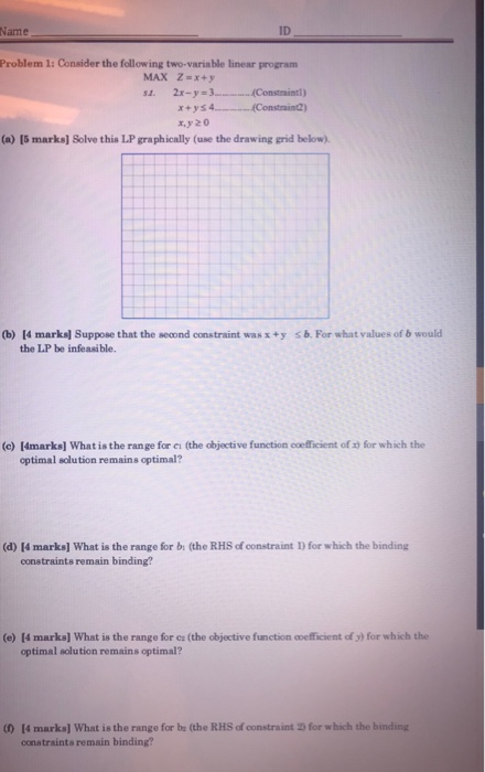 Name ID Problem 1. Consider the following