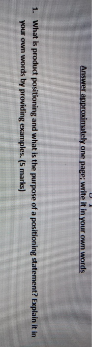 Answer approximately one page; write it in your