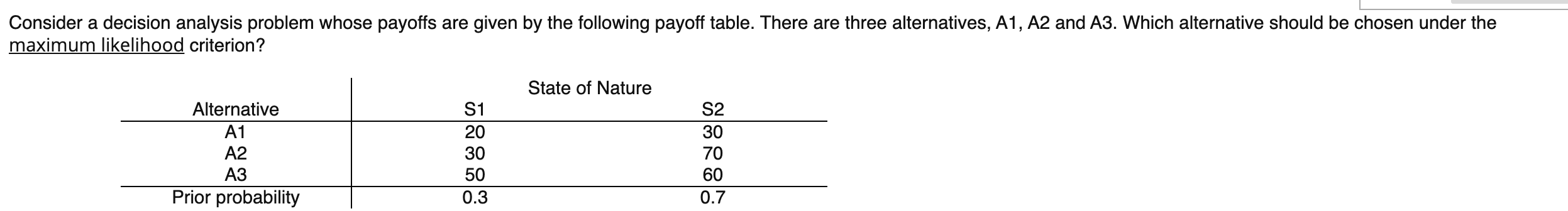 Consider a decision analysis problem whose