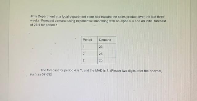 Jims Department at a local department store has