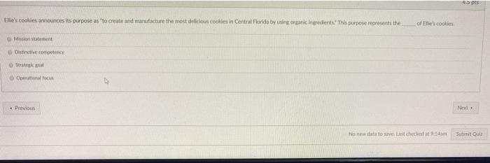 5 pts Ellie's cookies announces its purpose as to