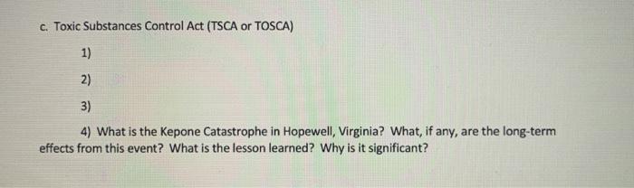 2. EPA LAWS/REGULATIONS (10 points) For the