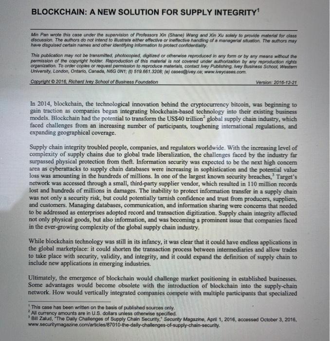 BLOCKCHAIN: A NEW SOLUTION FOR SUPPLY INTEGRITY