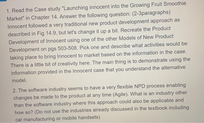 1. Read the Case study "Launching innocent into
