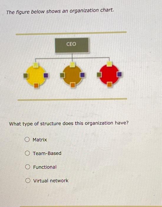 The figure below shows an organization chart. CEO
