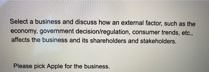 Select a business and discuss how an external
