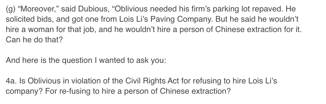 (g) Moreover, said Dubious, Oblivious needed his