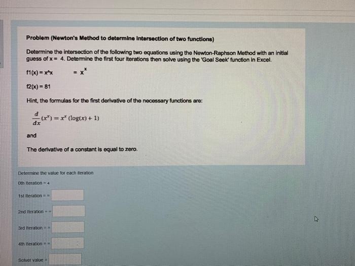 Problem (Newton's Method to determine