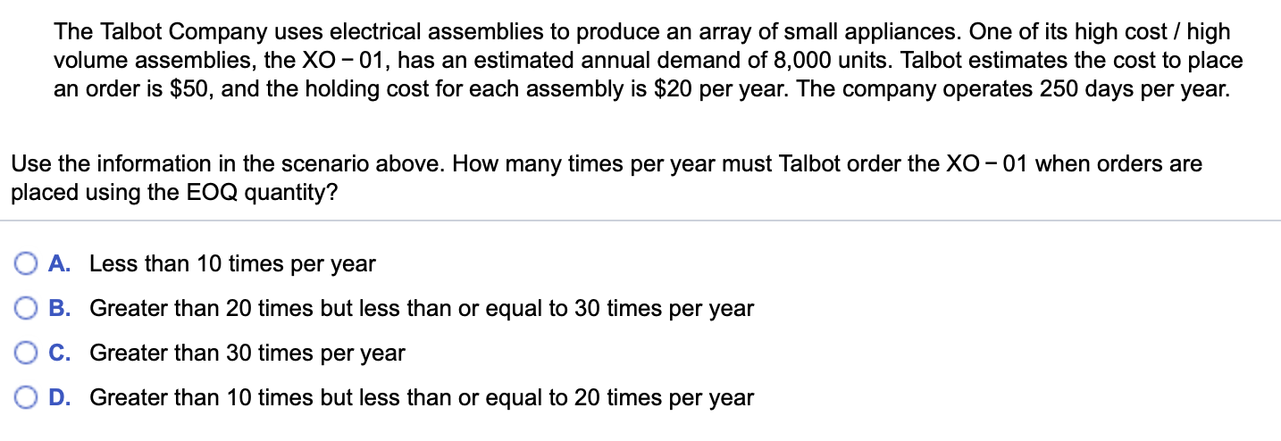 The Talbot Company uses electrical assemblies to