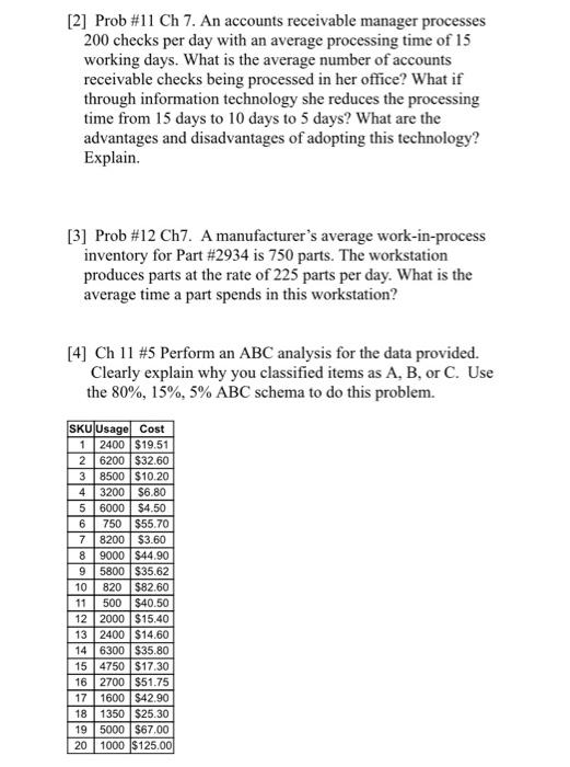 [2] Prob #11 Ch 7. An accounts receivable manager