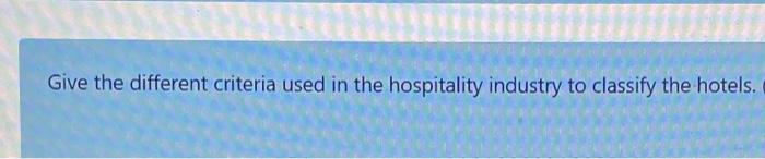 Give the different criteria used in the