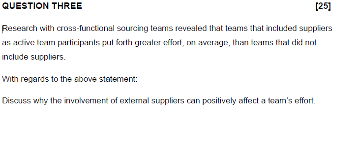 QUESTION THREE [25] Research with