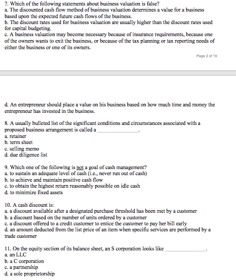 7. Which of the following statements about