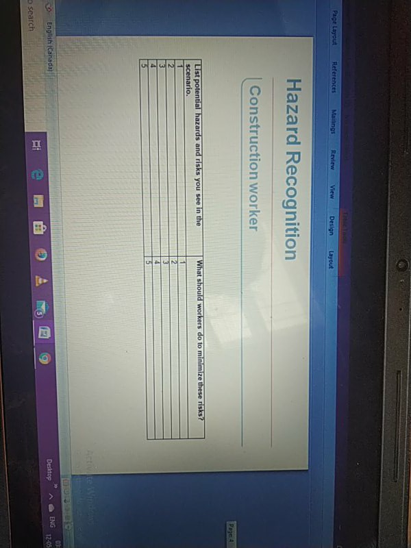 Hazard Recognition Construction worker Student