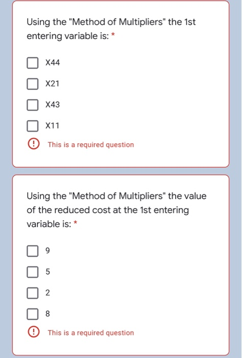 Transportation Problem: Algorithm Using the