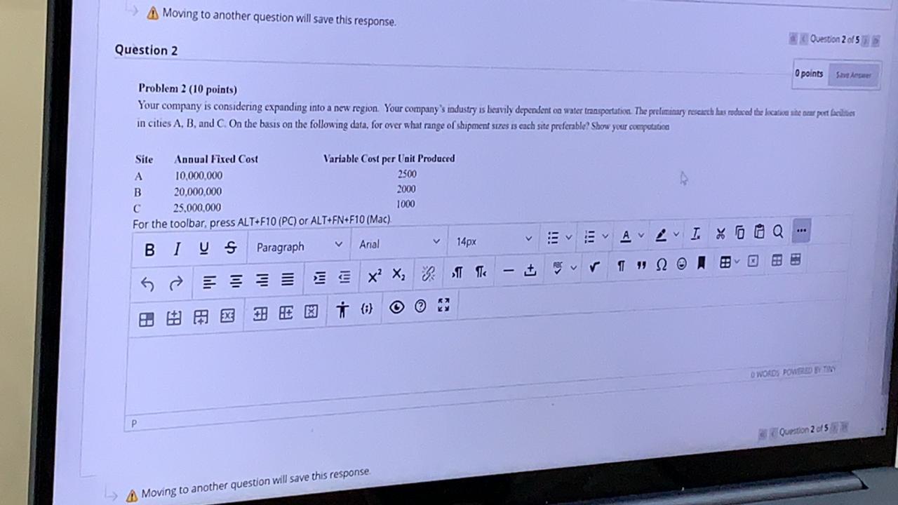 > A Moving to another question will save this