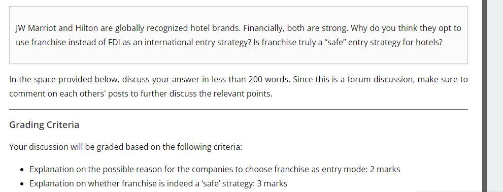 JW Marriot and Hilton are globally recognized