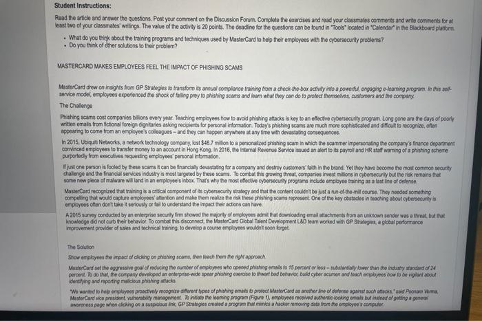 Read the article and answer the questions. Post