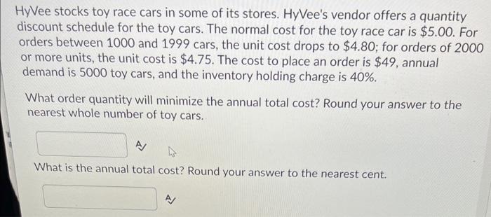 HyVee stocks toy race cars in some of its stores.