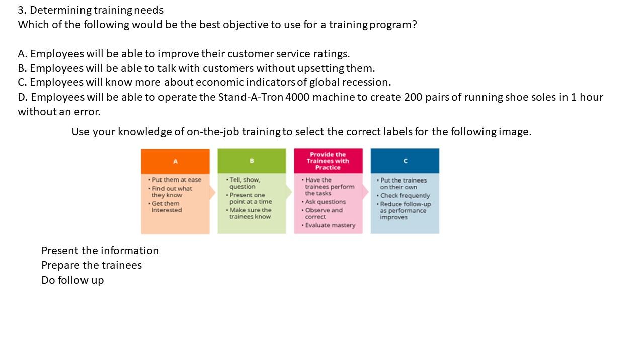 3. Determining training needs Which of the