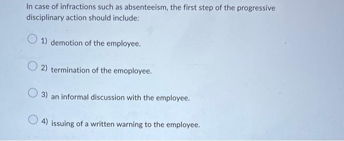 In case of infractions such as absenteeism, the