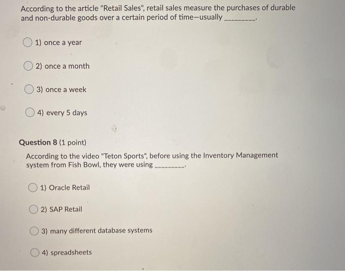 According to the article "Retail Sales", retail